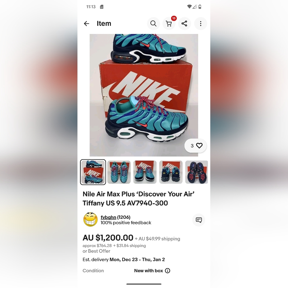Nike Air Max Plus Discover Your Air Mens 12 Running Hyper Jade AV7940-30… - Picture 13 of 14